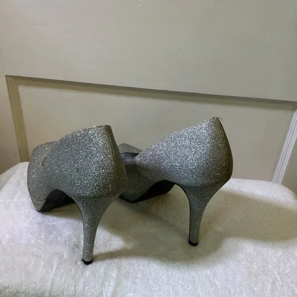 Fioni Silver Glitter Peep Toe Stiletto Pumps - Picture 4 of 4